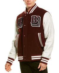 Burberry Leather-Trim Wool-Blend Bomber Jacket