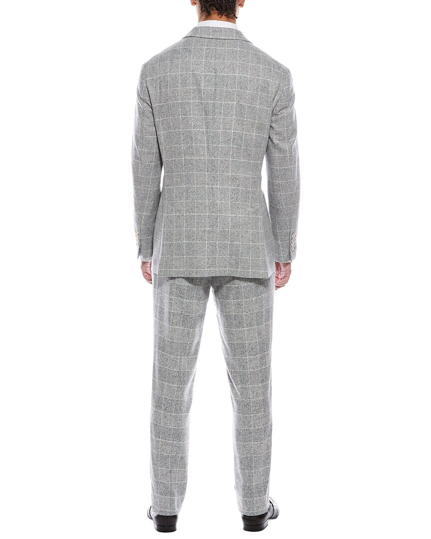 Brunello Cucinelli 2Pc Silk, Wool & Cashmere-Blend Suit With Pleated Pant