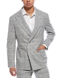 Brunello Cucinelli 2Pc Silk, Wool & Cashmere-Blend Suit With Pleated Pant
