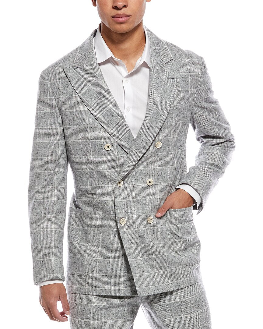 Brunello Cucinelli 2Pc Silk, Wool & Cashmere-Blend Suit With Pleated Pant