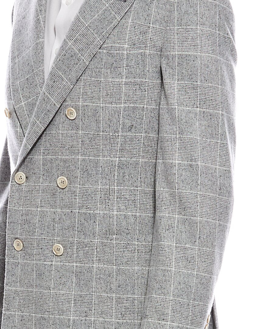 Brunello Cucinelli 2Pc Silk, Wool & Cashmere-Blend Suit With Pleated Pant