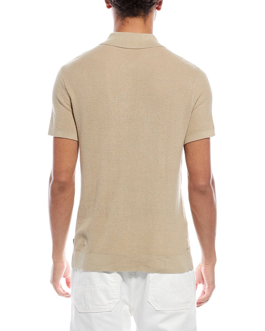 Onia Mens Textured Polo Shirt, Xxl, Brown