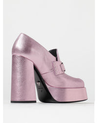 Versace Platform Pump Metallic Leather Heels Women Pink High Heel Shoes