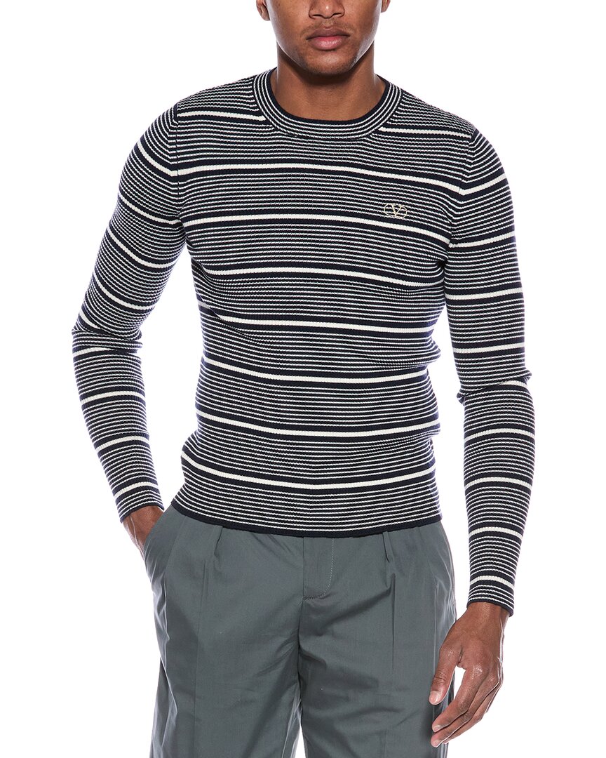 Valentino Valentino Mens  Wool Crewneck Sweater, M, Blue