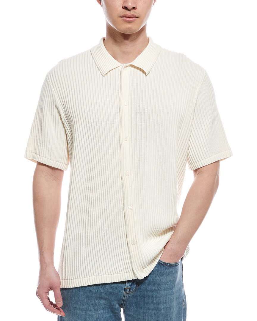For The Republic Ribbed Polo Shirt Regular S White