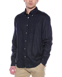Brooks Brothers Regular Fit Linen Shirt Regular S Blue