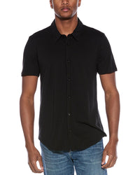 Barefoot Dreams Button Down Polo Shirt Black Regular M