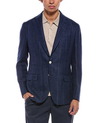 Eleventy Single Breasted Linen & Wool-Blend Jacket