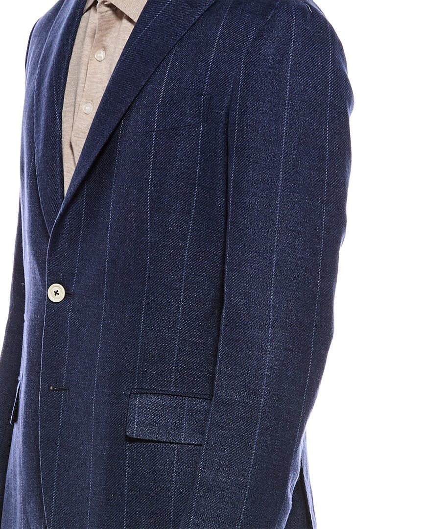 Eleventy Single Breasted Linen & Wool-Blend Jacket
