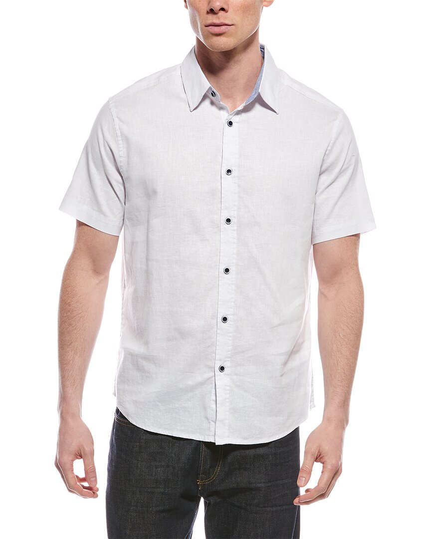 Report Collection Linen-Blend Sport Shirt White