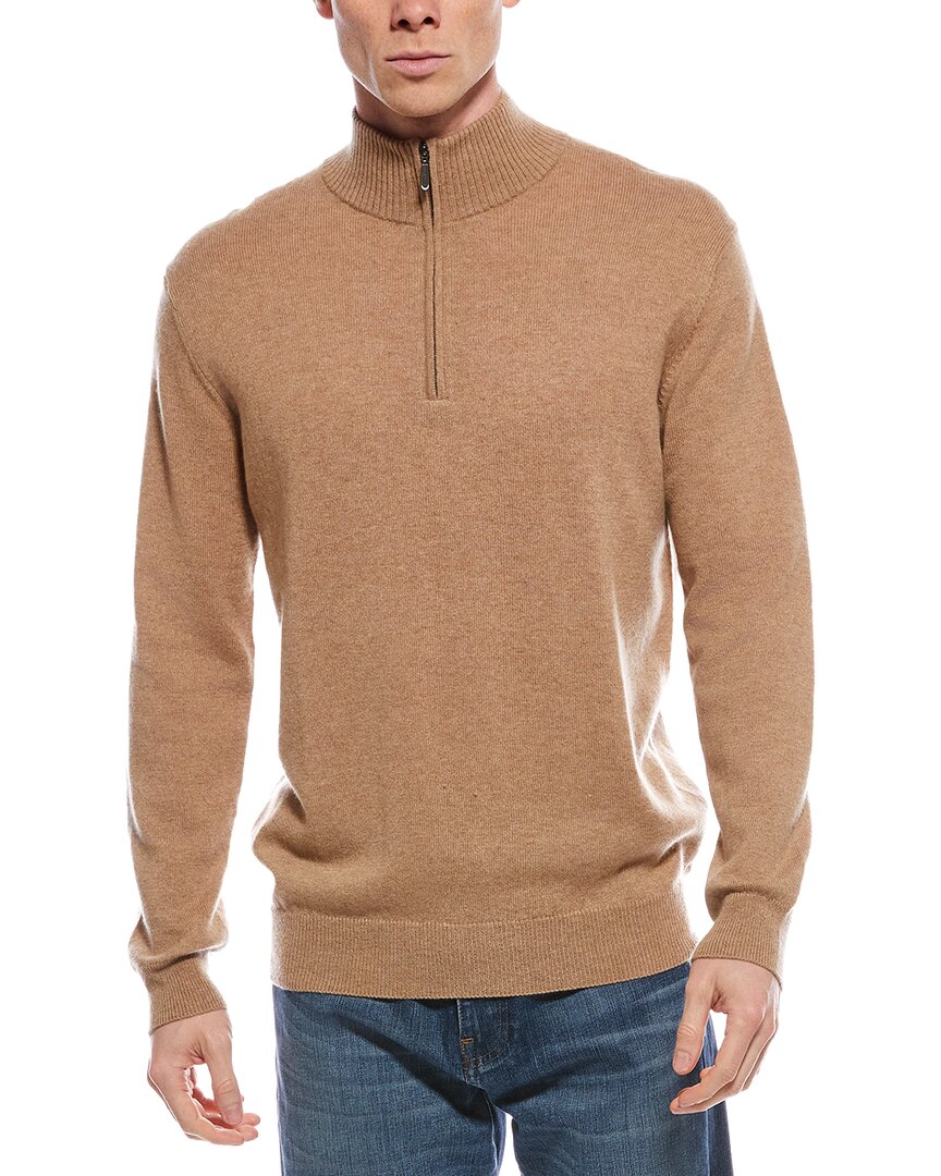 Forte Cashmere Mock Neck Cashmere 1/4-Zip Sweater