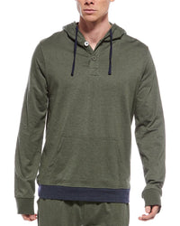 Unsimply Stitched Henley Hoodie Green