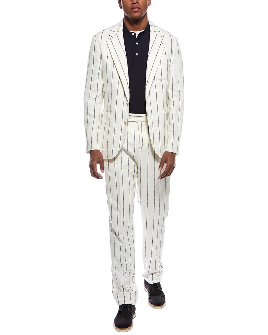 Brunello Cucinelli 2Pc Wool, Linen, & Silk-Blend Suit With Pleated Pant
