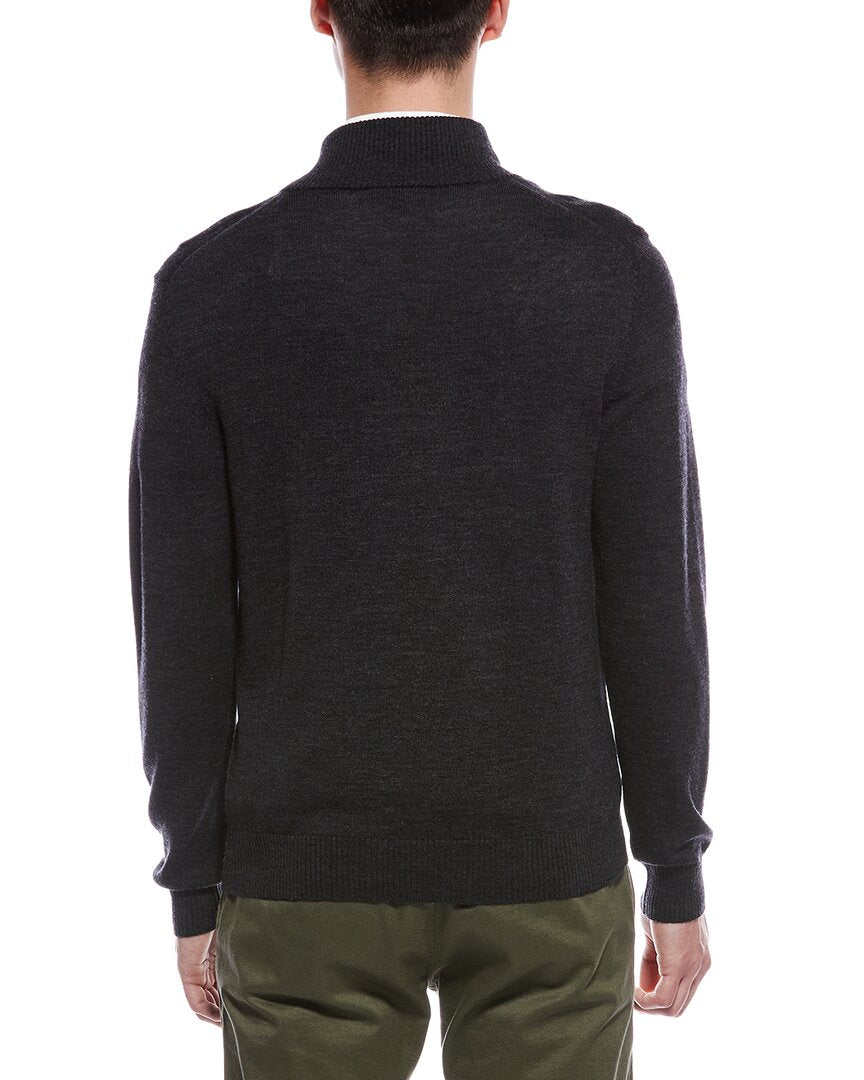 Bruno Magli Plaited 1/4-Zip Merino Wool Mock Neck Sweater