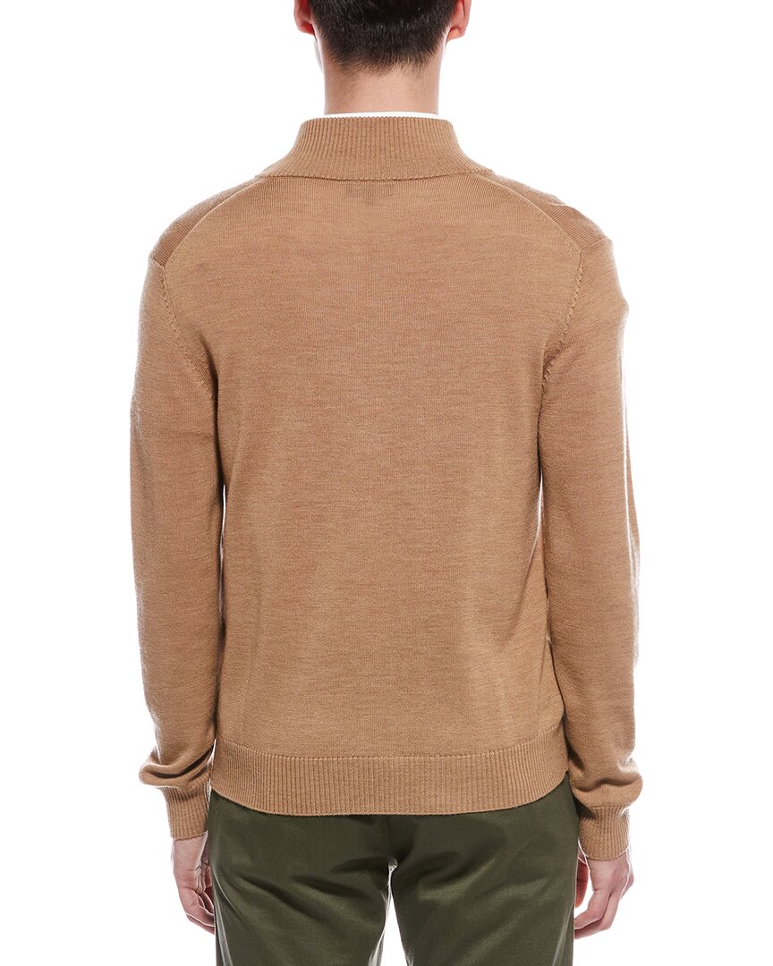 Bruno Magli Plaited 1/4-Zip Merino Wool Mock Neck Sweater