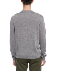 Bruno Magli Cable Front Merino Wool Polo Sweater