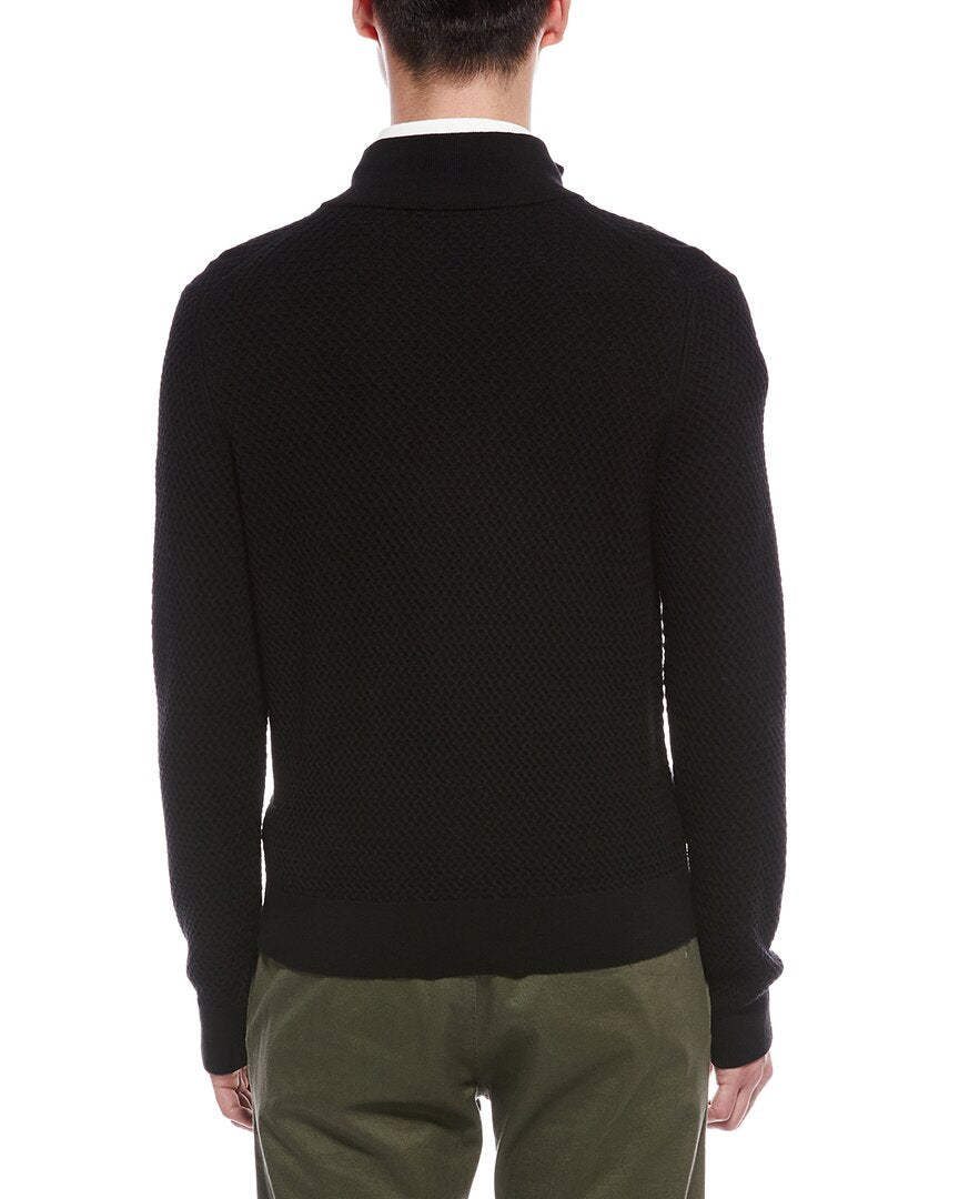 Bruno Magli Textured 1/4-Zip Merino Wool Mock Neck Sweater