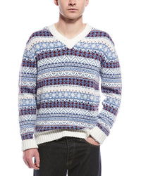 Hugo Hugo Boss Sissoh Wool-Blend V-Neck Sweater White