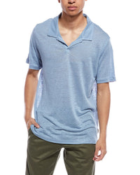 Onia Shaun Linen Polo Shirt Regular L Blue