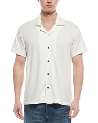 Elie Tahari Textured Cuban Shirt Regular S White