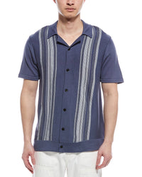For The Republic Stripe Camp Shirt Blue