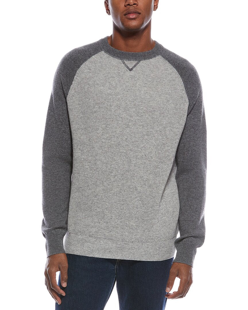 Kier + J Raglan Colorblocked Wool & Cashmere-Blend Crewneck Sweater