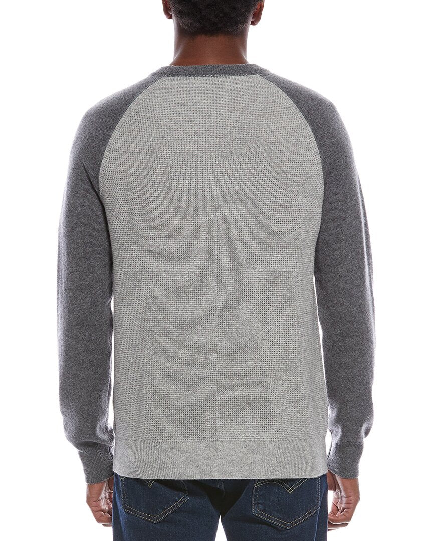 Kier + J Raglan Colorblocked Wool & Cashmere-Blend Crewneck Sweater
