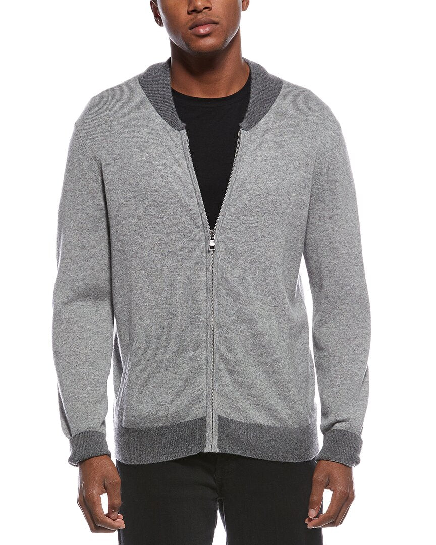 Kier + J College Wool & Cashmere-Blend Zip-Up Cardigan