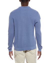 Onia Textured Knit Long Sleeve Polo Shirt