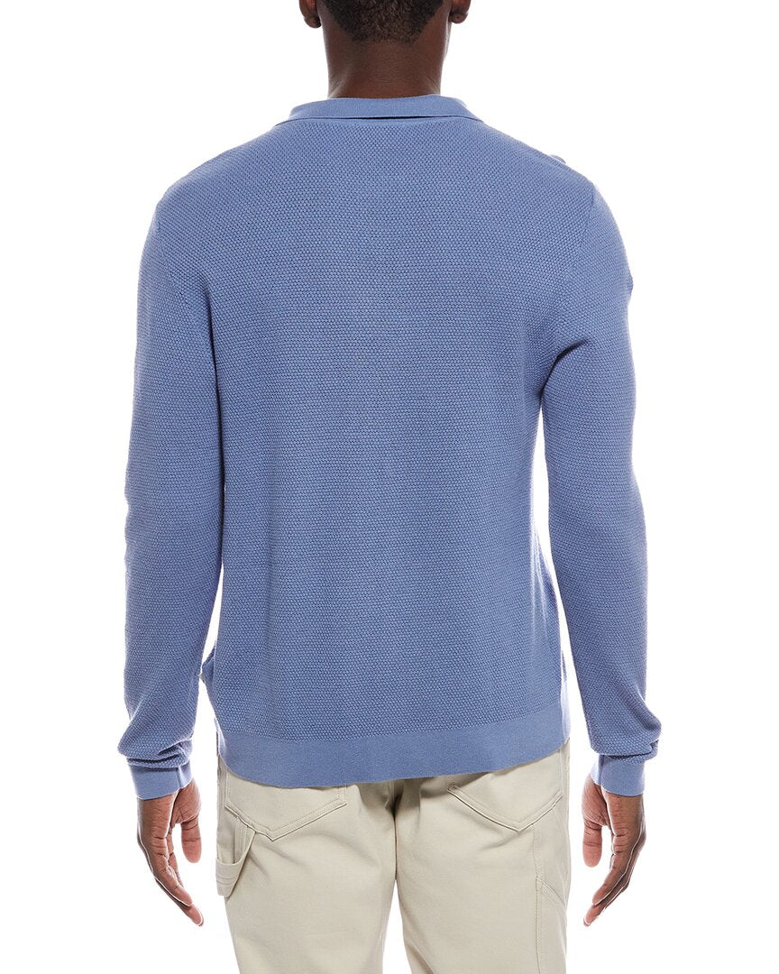 Onia Textured Knit Long Sleeve Polo Shirt