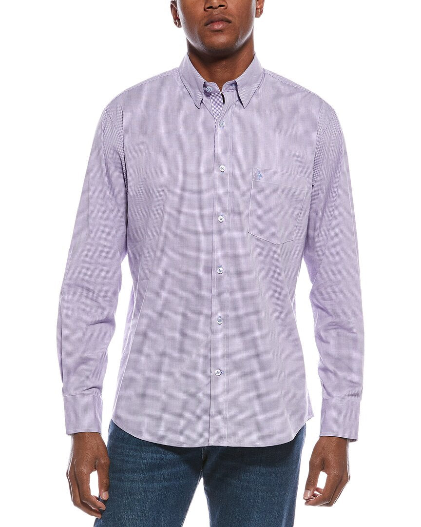 Tailorbyrd Signature Micro Gingham Shirt Purple