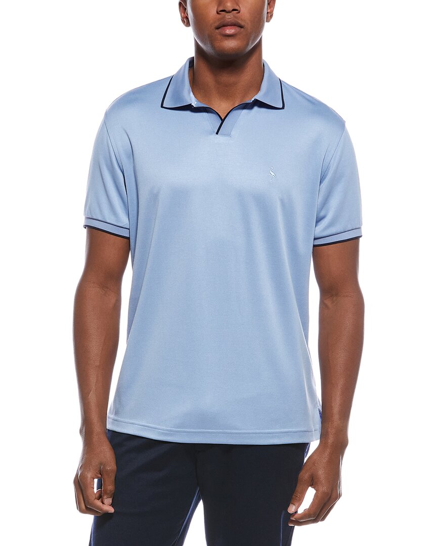 Tailorbyrd Split Placket Micro Pique Polo Shirt Blue