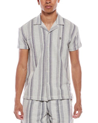 Sunset And Vine Textured Knit Camp Shirt Blue