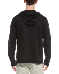 Mr. Swim Mens Mr.Swim Linen-Blend Pullover Hoodie, M, Black