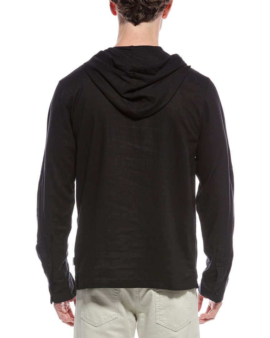Mr. Swim Mens Mr.Swim Linen-Blend Pullover Hoodie, M, Black