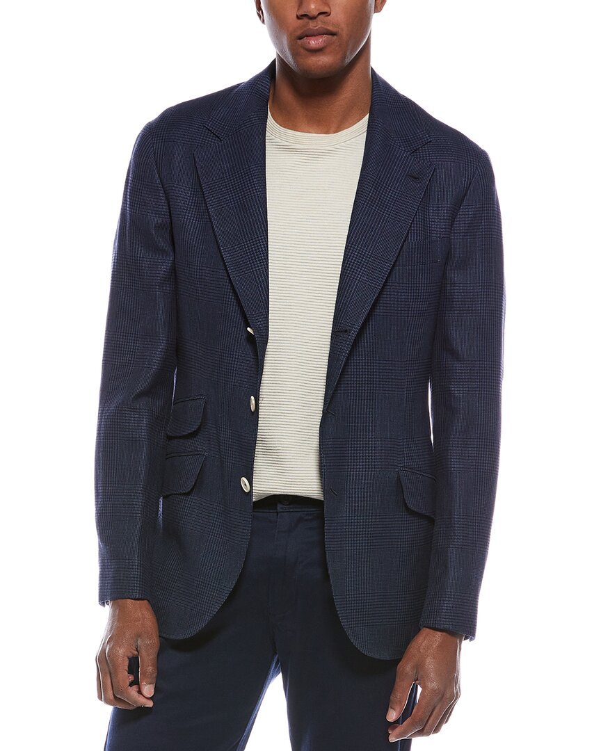 Brunello Cucinelli Linen & Wool-Blend Blazer 48r Multi