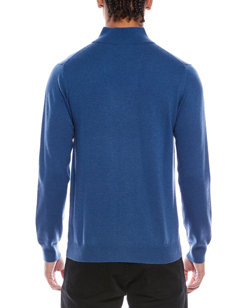 Brodie Cashmere Brodie Cashmere Rib Detail Wool & Cashmere-Blend 1/4-Zip Mock Neck Sweater
