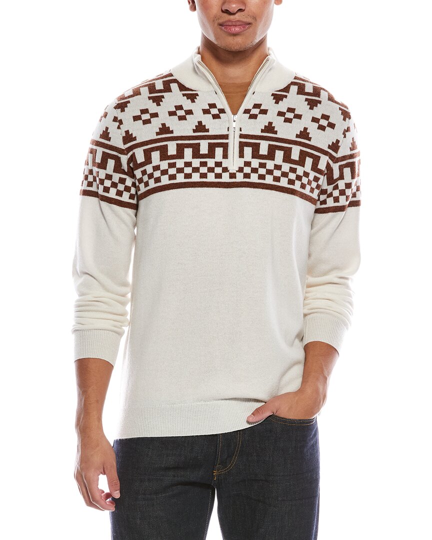 Brodie Cashmere Fairisle Wool & Cashmere-Blend 1/4-Zip Mock Neck Sweater