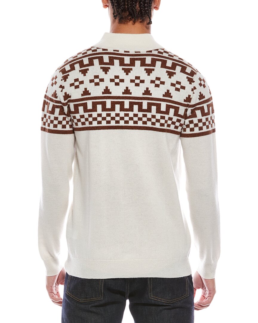 Brodie Cashmere Fairisle Wool & Cashmere-Blend 1/4-Zip Mock Neck Sweater