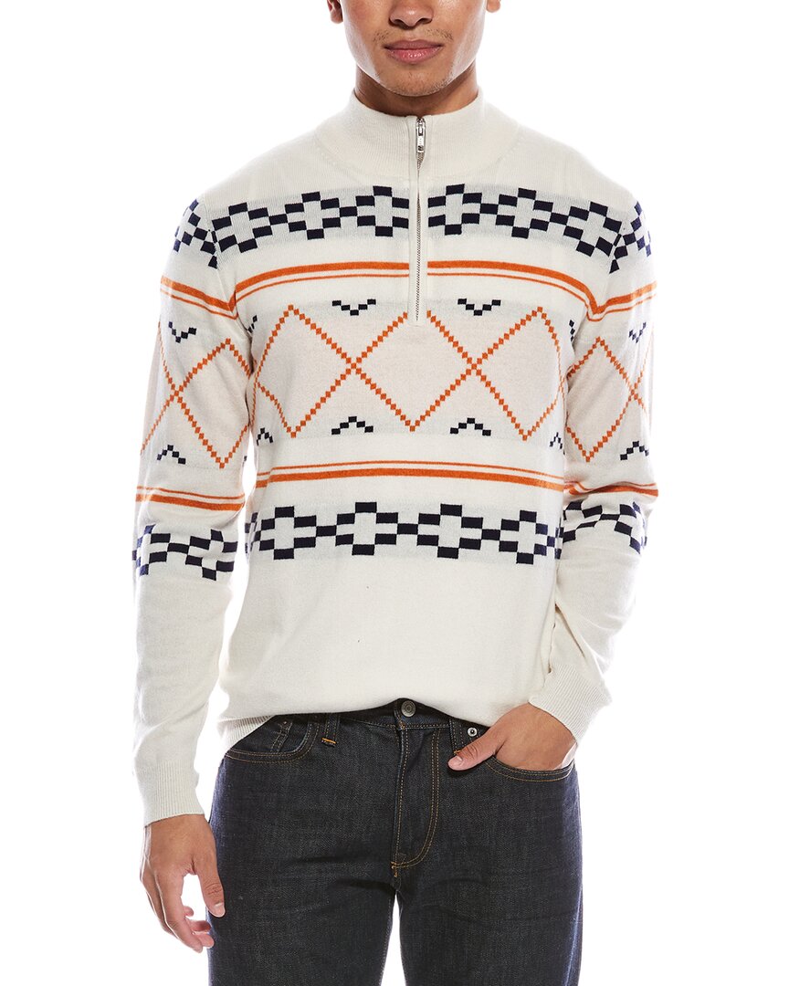 Brodie Cashmere Fairisle Wool & Cashmere-Blend 1/4-Zip Mock Neck Sweater