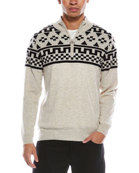 Brodie Cashmere Fairisle Wool & Cashmere-Blend 1/4-Zip Mock Neck Sweater