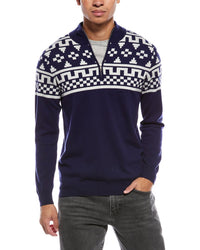 Brodie Cashmere Fairisle Wool & Cashmere-Blend 1/4-Zip Mock Neck Sweater