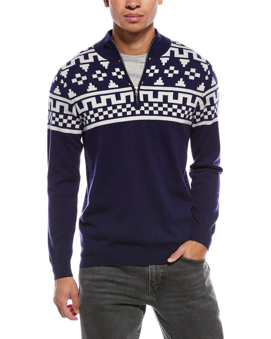 Brodie Cashmere Fairisle Wool & Cashmere-Blend 1/4-Zip Mock Neck Sweater