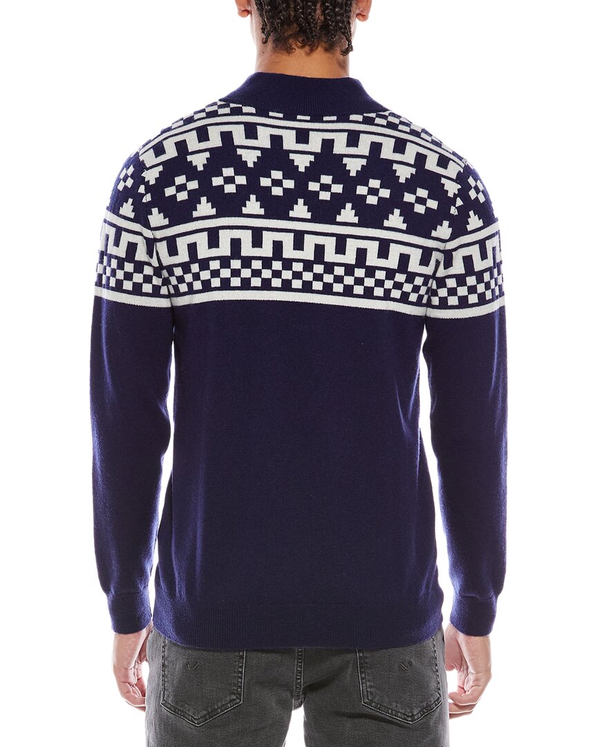 Brodie Cashmere Fairisle Wool & Cashmere-Blend 1/4-Zip Mock Neck Sweater