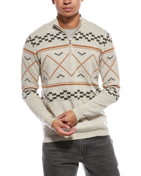 Brodie Cashmere Fairisle Wool & Cashmere-Blend 1/4-Zip Mock Neck Sweater