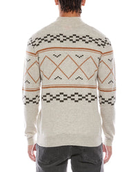 Brodie Cashmere Fairisle Wool & Cashmere-Blend 1/4-Zip Mock Neck Sweater