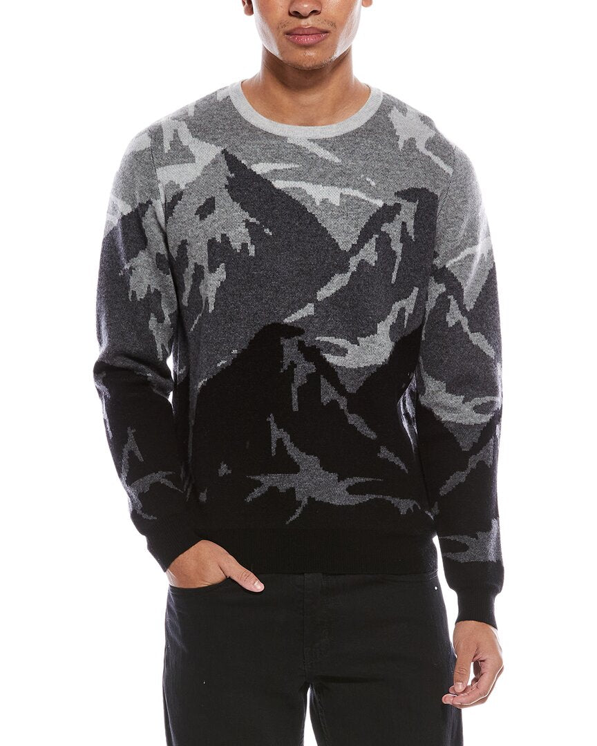 Brodie Cashmere Graphic Mountain Wool & Cashmere-Blend Crewneck Sweater