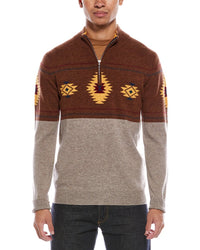 Brodie Cashmere Navajo Wool & Cashmere-Blend 1/4-Zip Mock Neck Sweater