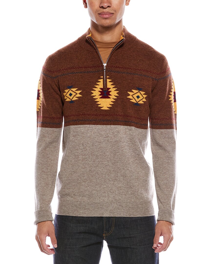 Brodie Cashmere Navajo Wool & Cashmere-Blend 1/4-Zip Mock Neck Sweater