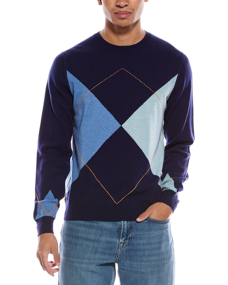 Brodie Cashmere Brodie Cashmere Argyle Wool & Cashmere-Blend Crewneck Sweater